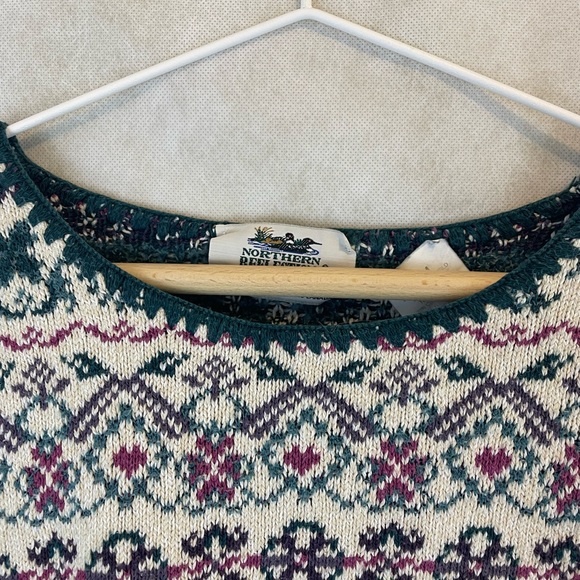 Rare Vintage 80s Northern Reflection Cream Patterned Sweater Size Medium - Picture 9 of 10